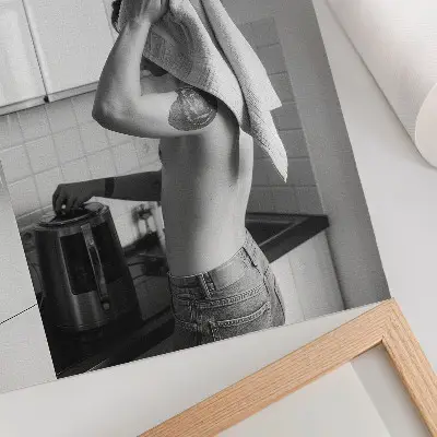 Póster de cocina moderna minimalista en blanco y negro