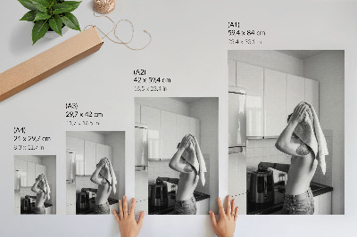 Póster Cocina moderna minimalista en blanco y negro