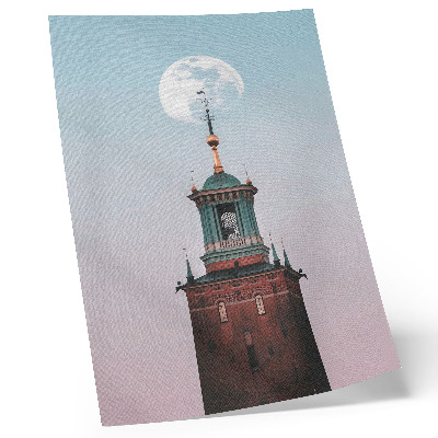 Póster Torre luna fondo pastel calma
