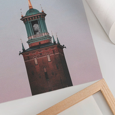 Póster Torre luna fondo pastel calma