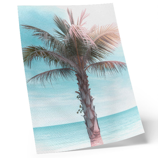 Lámina artística de alta calidad Palmera sobre el mar azul, cielo aterciopelado, tropical