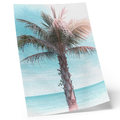 Lámina artística de alta calidad Palmera sobre el mar azul, cielo aterciopelado, tropical