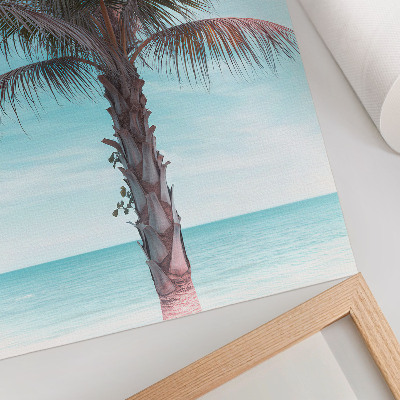 Lámina artística de alta calidad Palmera sobre el mar azul, cielo aterciopelado, tropical