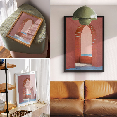 Lámina artística de alta calidad Arcos en tonos pastel, arquitectura minimalista marina