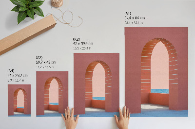 Lámina artística de alta calidad Arcos en tonos pastel, arquitectura minimalista marina