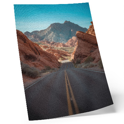 Lámina artística de alta calidad Carretera, montañas rocosas, cielo azul