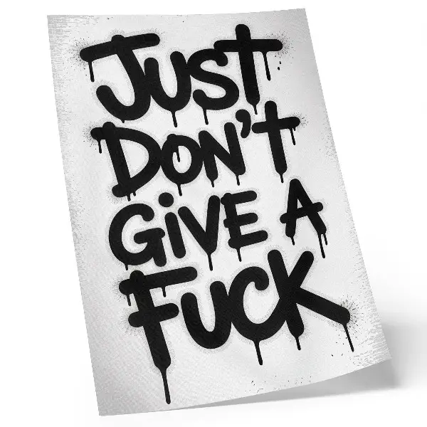 Póster de letras de graffiti negras sobre fondo blanco con contraste