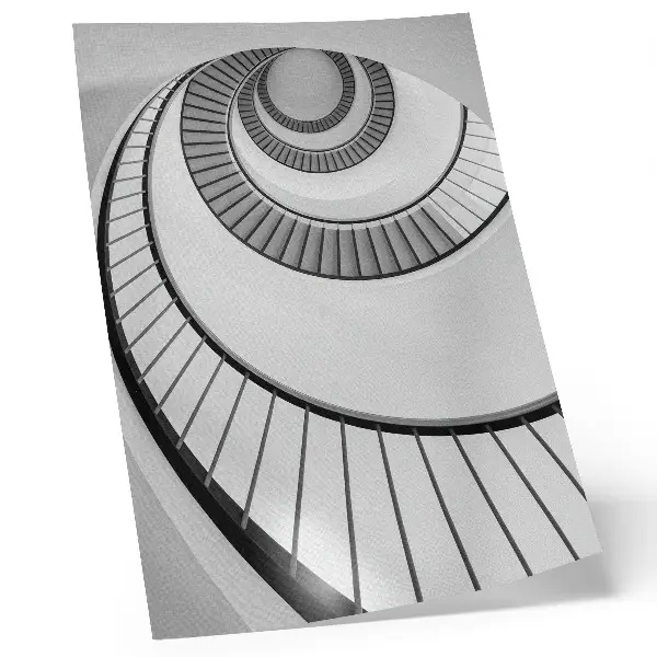 Póster de escalera de caracol con colores saturados de geometría fascinante y elegancia