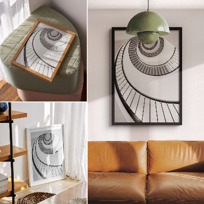 Póster con colores saturados Escalera de caracol, geometría fascinante, elegancia.