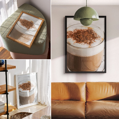 Lienzo decorativo moderno café con espuma en tonos cálidos armoniosos