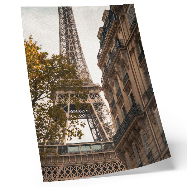 Póster con colores saturados Arquitectura de la Torre Eiffel, árboles, colores cálidos