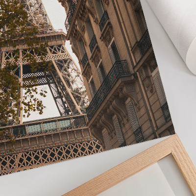 Póster con colores saturados Arquitectura de la Torre Eiffel, árboles, colores cálidos