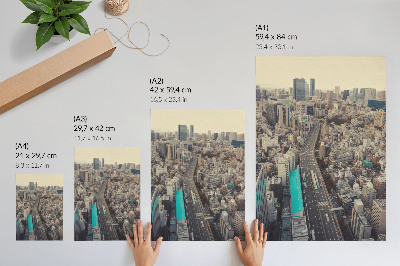 Lienzo decorativo moderno Panorama de la ciudad, edificios altos, carretera