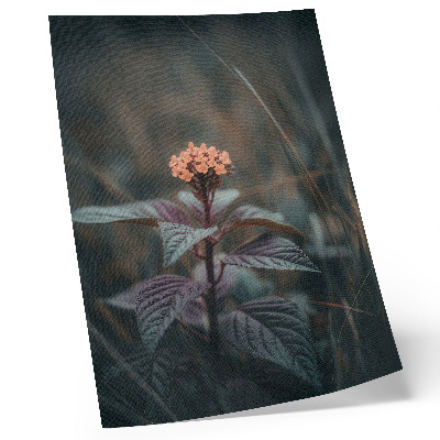 Póster Una planta con una flor colorida sobre un fondo verde.