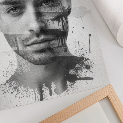 Póster con colores saturados Impresionante rostro masculino en un estilo minimalista.