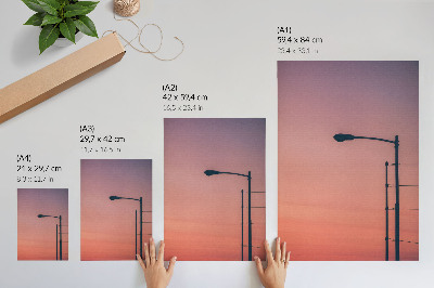 Lámina artística de alta calidad Lámpara minimalista, puesta de sol romántica, modernidad