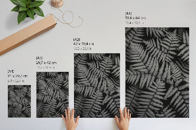 Póster con colores saturados Helecho sensual en blanco y negro, simetría, elegancia.