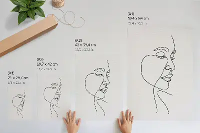 Póster con dibujo minimalista de rostros sin detalles innecesarios