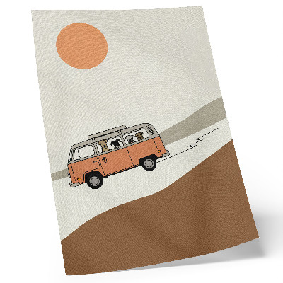 Lámina artística de alta calidad Vacaciones minimalistas en autocaravana naranja