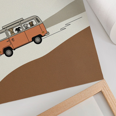 Lámina artística de alta calidad Vacaciones minimalistas en autocaravana naranja