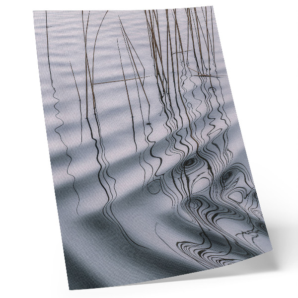 Póster Motivo minimalista de olas y líneas sobre el agua