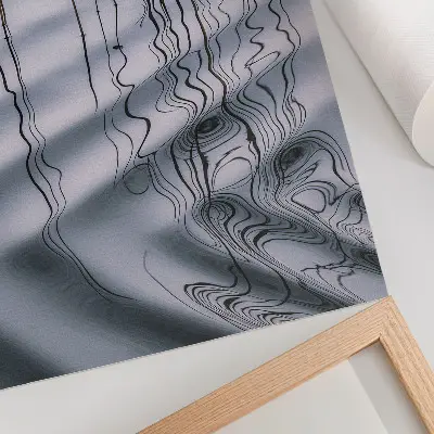 Póster con motivo minimalista de olas y líneas sobre el agua