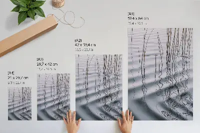Póster con motivo minimalista de olas y líneas sobre el agua