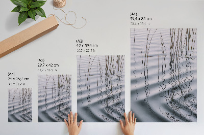 Póster Motivo minimalista de olas y líneas sobre el agua