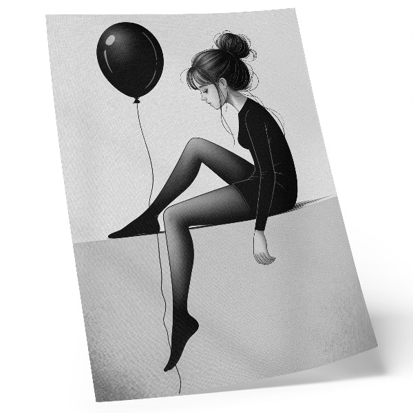 Lienzo decorativo moderno Figura al borde con un globo que refleja una emoción