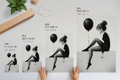 Lienzo decorativo moderno Figura al borde con un globo que refleja una emoción