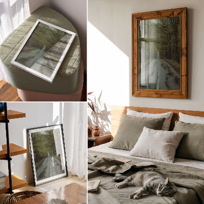 Lienzo decorativo moderno Camino forestal, paz, aventura verde, misterio