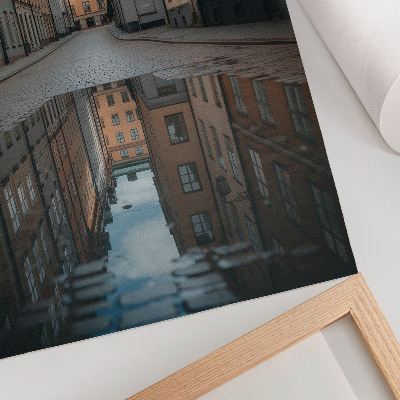 Póster edificios históricos de viviendas con piscina en estilo moderno