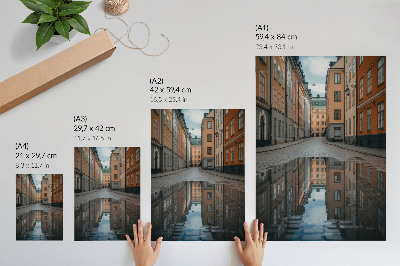 Póster edificios históricos de viviendas con piscina en estilo moderno