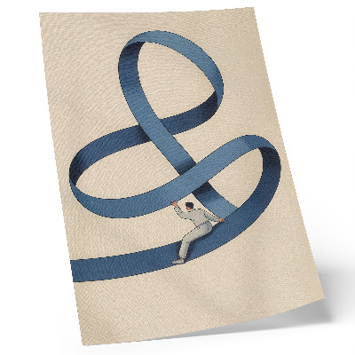 Póster Cinta azul sobre fondo beige figura dinámica