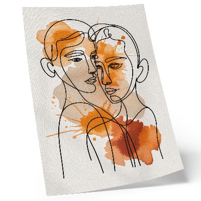 Póster Contorno facial con manchas naranjas al estilo moderno