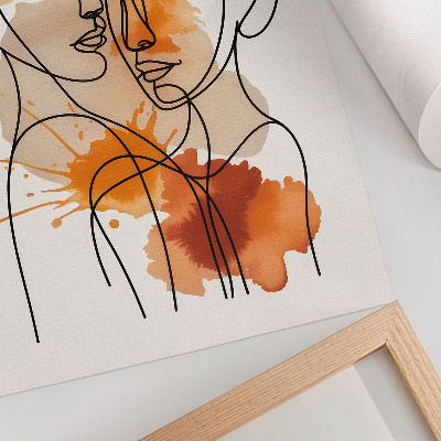 Póster Contorno facial con manchas naranjas al estilo moderno