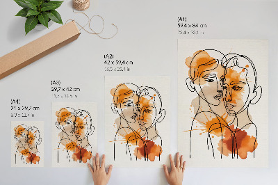 Póster Contorno facial con manchas naranjas al estilo moderno