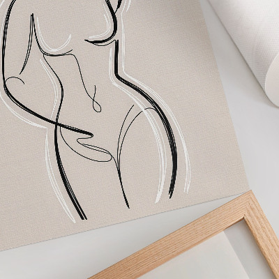 Póster con colores saturados Silueta minimalista de una mujer sobre fondo beige.