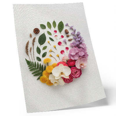 Lámina artística de alta calidad Una colorida composición de flores y hojas en armonía.
