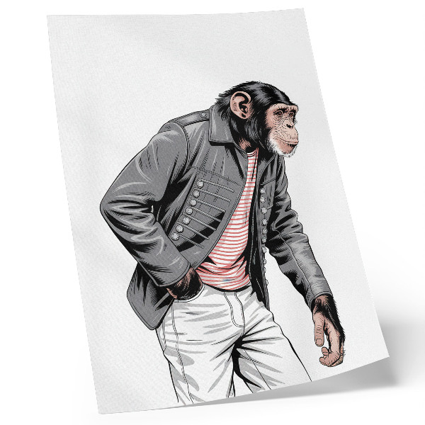 Lámina artística de alta calidad Chimpancé elegante con chaqueta gráfica de contraste