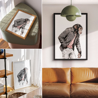 Lámina artística de alta calidad Chimpancé elegante con chaqueta gráfica de contraste