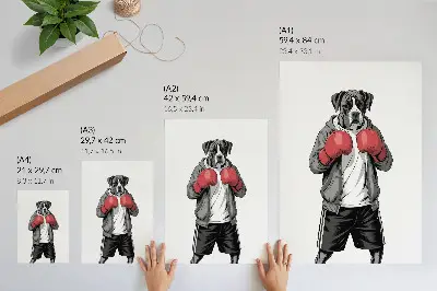 Guantes de boxeo para perros bóxer con diseño de estilo deportivo y colores saturados