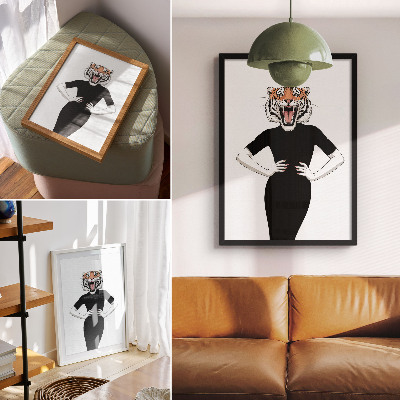 Póster Combinación surrealista de tigre y vestido