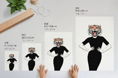 Póster Combinación surrealista de tigre y vestido