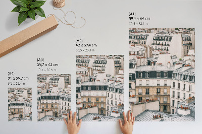 Póster con colores saturados Techos y chimeneas simétricas de los edificios