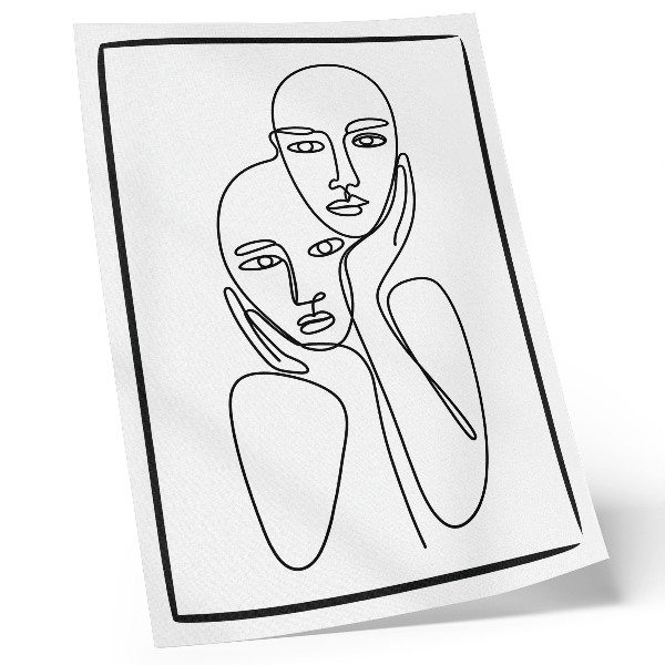 Lienzo decorativo moderno Contornos faciales, líneas negras, minimalismo, elegancia