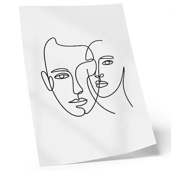 Póster retratos minimalistas con arte lineal de profundidad y emociones