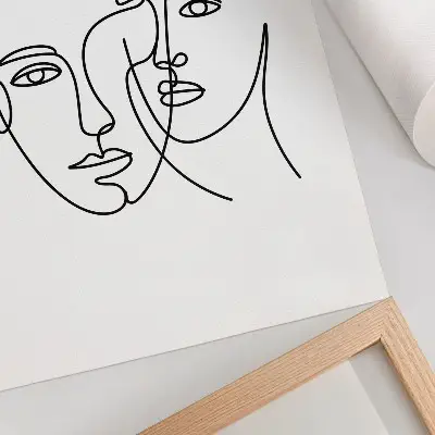 Póster retratos minimalistas con arte lineal de profundidad y emociones