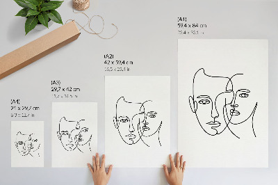 Póster Retratos minimalistas, arte lineal, profundidad, emociones
