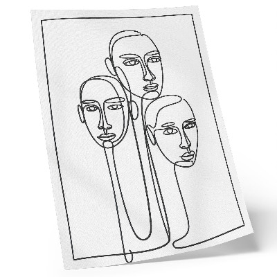 Lámina artística de alta calidad Rostros en técnica de dibujo lineal, minimalismo, elegancia